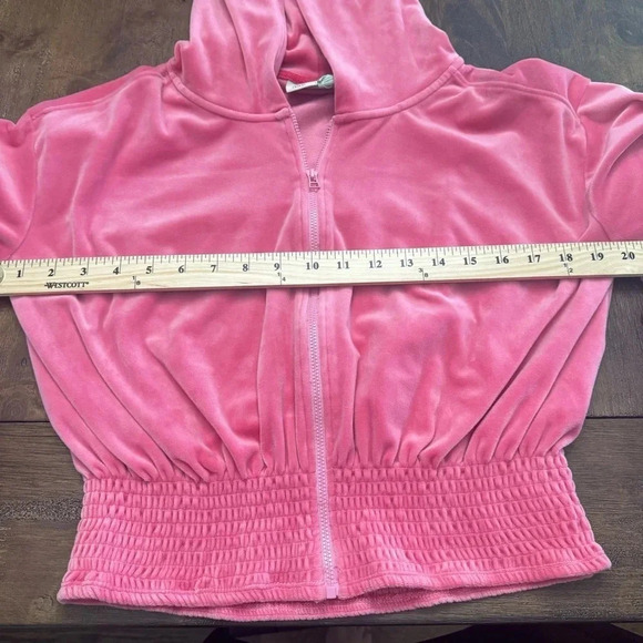 EUC Anthropologie Saturday Sunday Barbie pink velour zip-up hoodie. Small. - Picture 8 of 11
